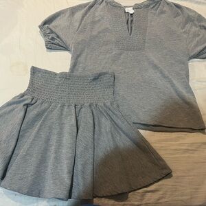 Gray Top and Skirt Set